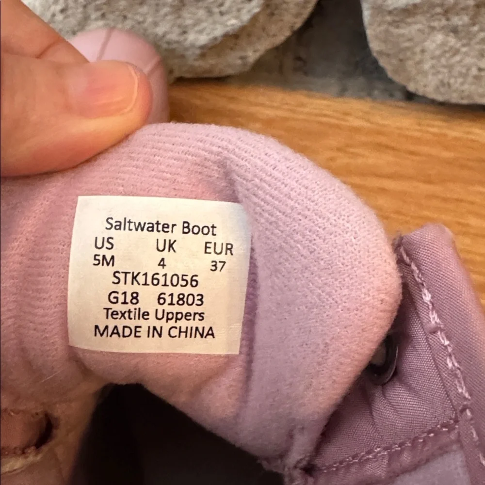 Sperry Saltwater Rose Pink rubber duck Boots quilted nylon youth size 5 - Picture 5 of 6